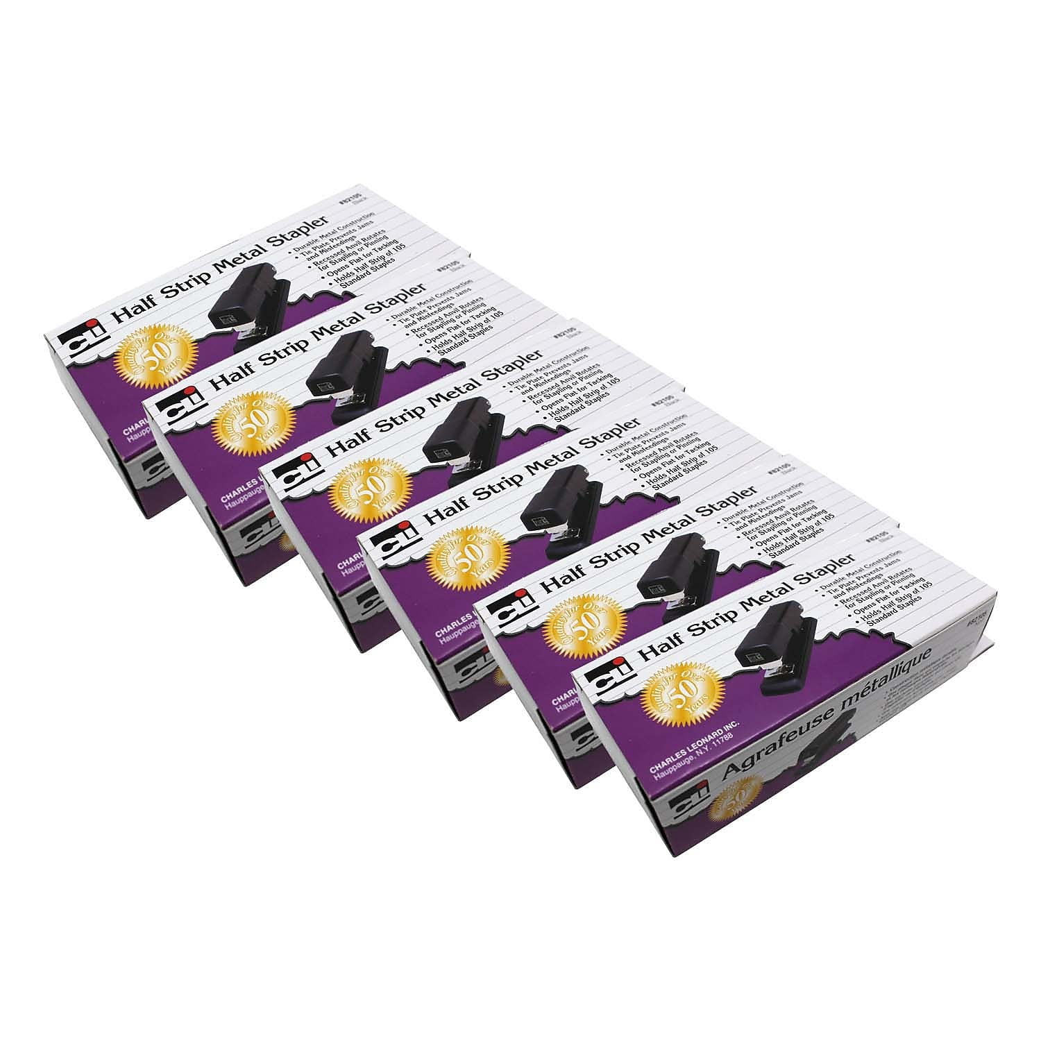 Charles Leonard Half Strip Economy Metal Stapler, 6 Count