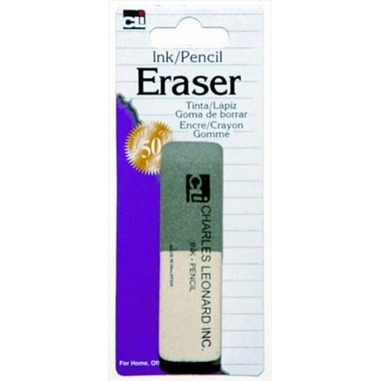 Charles Leonard 2 Sided Ink and Pencil Eraser Gray/White (80795)