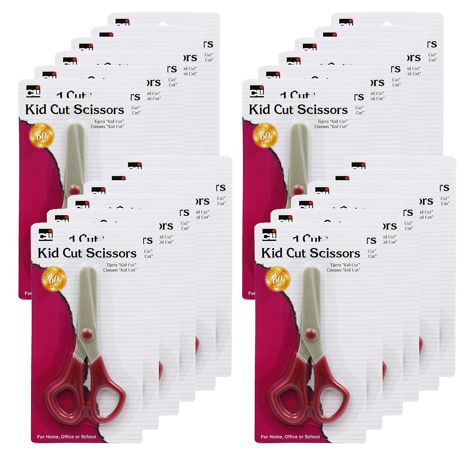 Charles Leonard Kid Cut Plastic Scissors, Assorted Colors, 24 Count