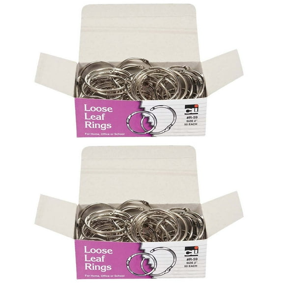 Charles Leonard Loose Leaf Book Rings, 2 Inch, 100 Count