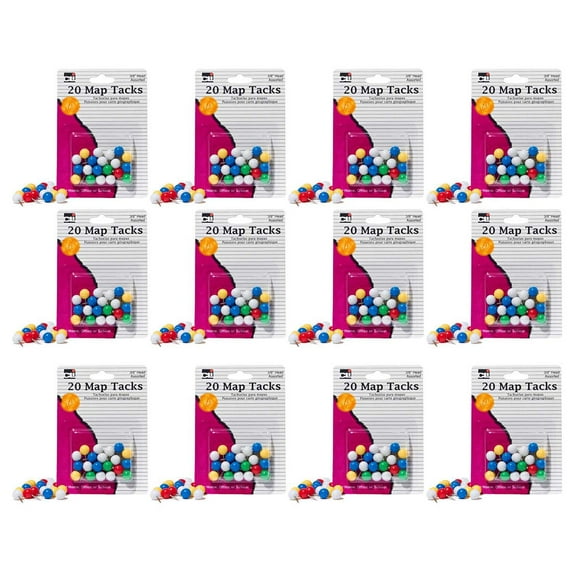 Charles Leonard Map Tacks, Assorted Colors, 240 Count