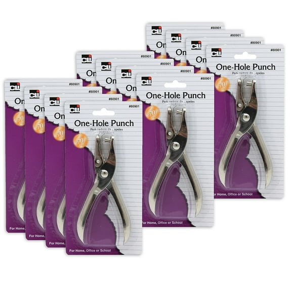 Charles Leonard One Hole Paper Punch with Catcher, 12 Count