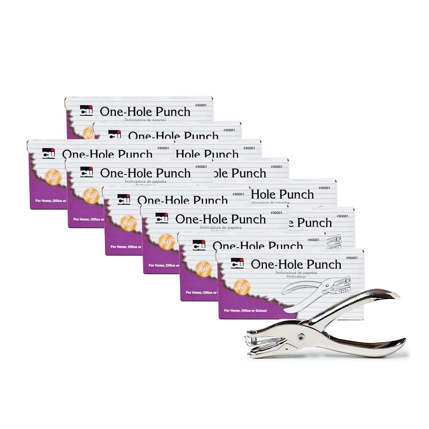Charles Leonard One Hole Paper Punch with Metal Catcher, 12 Count