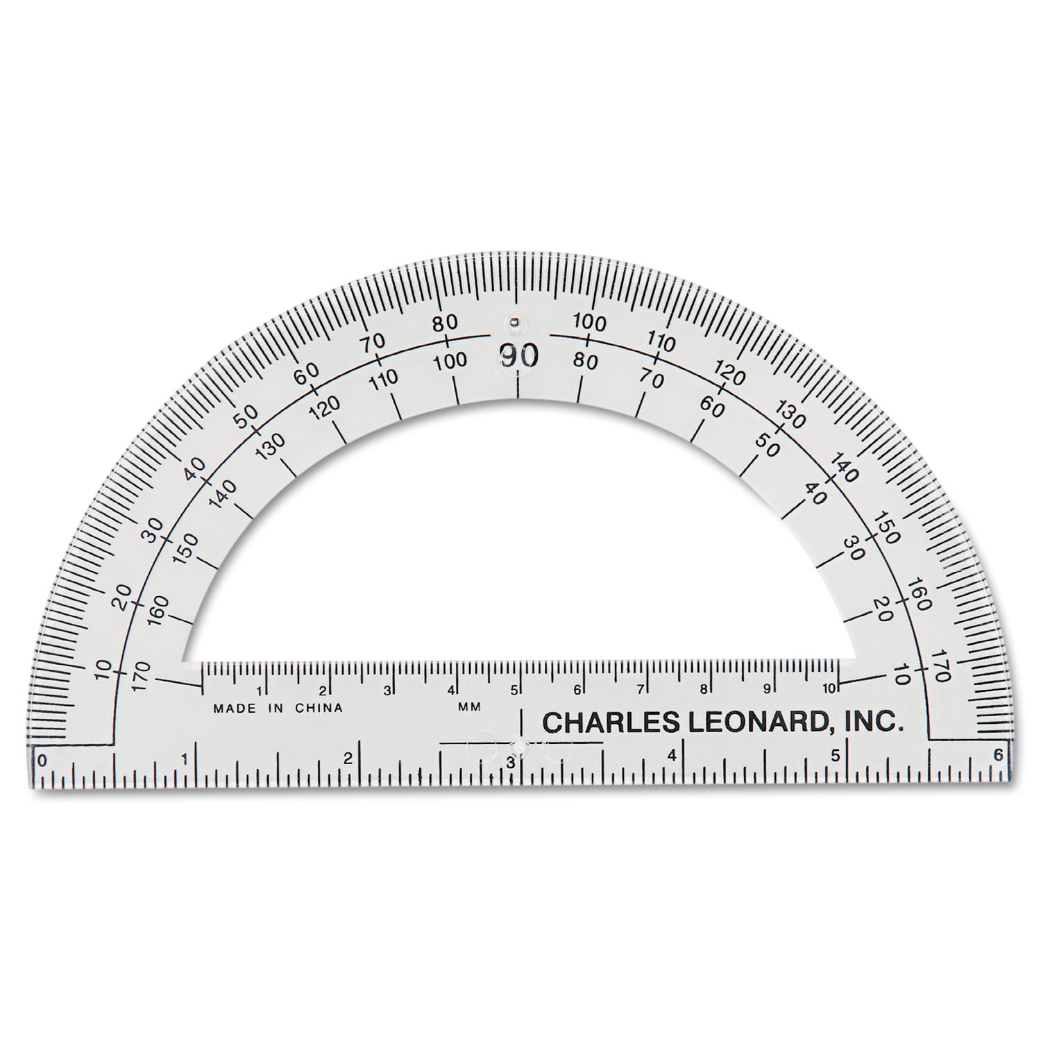 Clear Plastic 6" Ruler Edge Protractor with Open Center