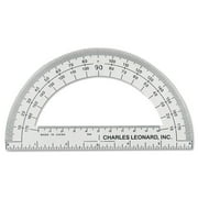 Charles Leonard Open Center Protractor, Plastic, 6" Ruler Edge, Clear, Dozen