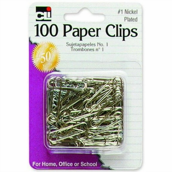 Charles Leonard Paper Clips #1 Gem Nickel Plated Silver 100-Pack (80533)
