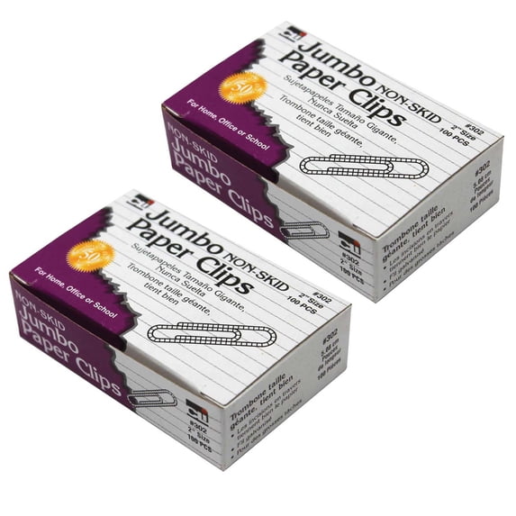 Charles Leonard Paper Clips, Non Skid, Jumbo, Silver, 2000 Count