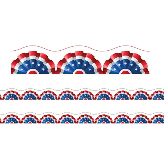 Charles Leonard Patriotic Magnetic Borders/Trims, Scallop Cut, 24' per Pack, 2 Packs