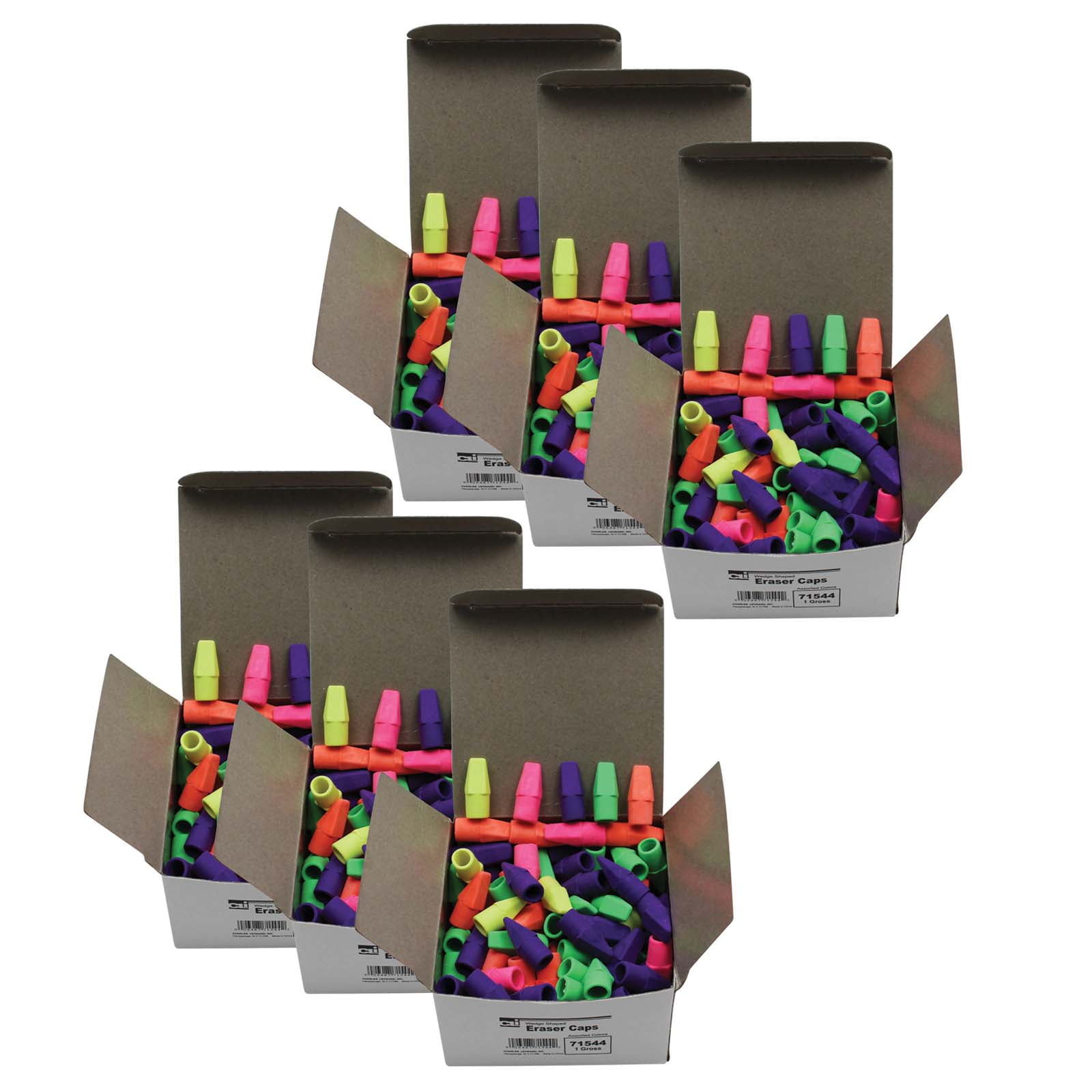 Charles Leonard Pencil Eraser Caps, Latex Free, Assorted Colors, 864 Count