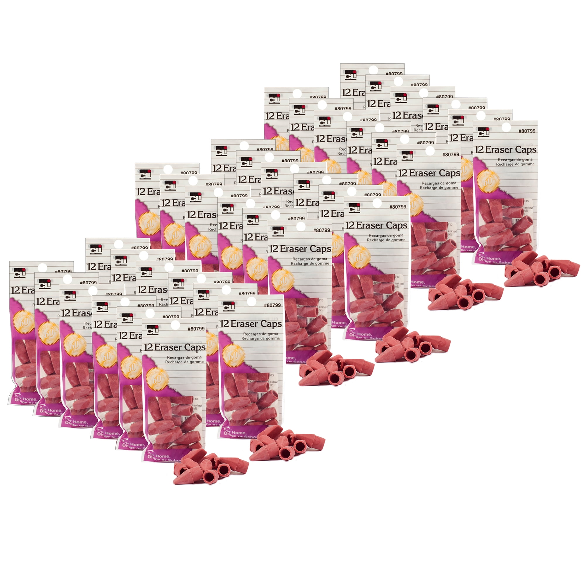Charles Leonard Pencil Eraser Caps, Pink, 432 Count