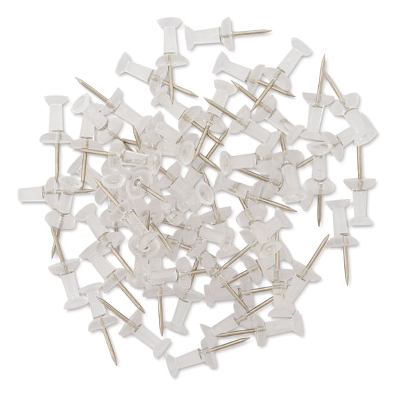Charles Leonard Push Pins - Clear, Pkg of 60