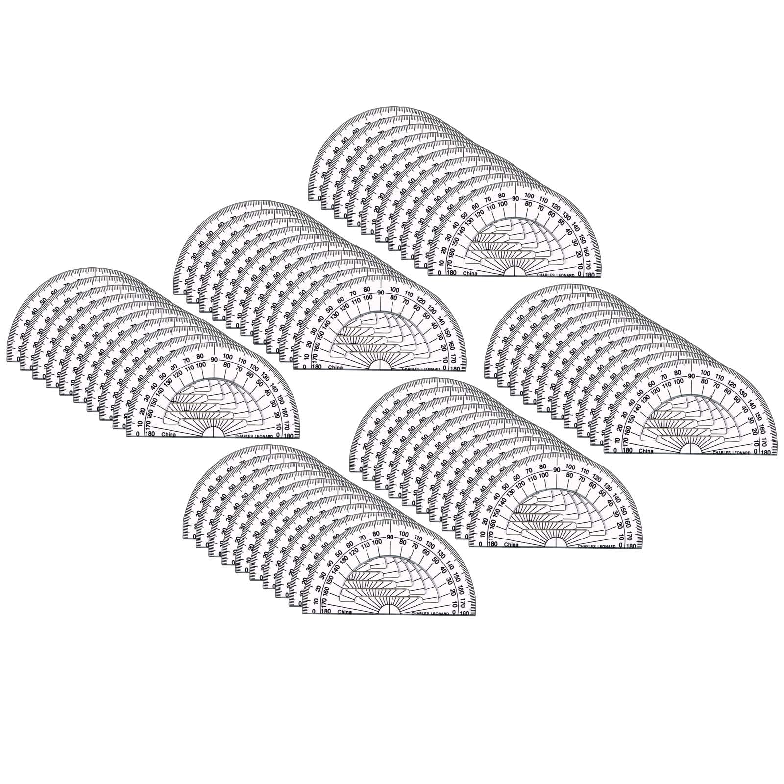 Charles Leonard Plastic 4" Protractor, Pack of 60