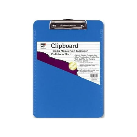 Charles Leonard Plastic Clipboard Rubber Grip 9"x1/2"x12-3/4" Neon Blue 89715