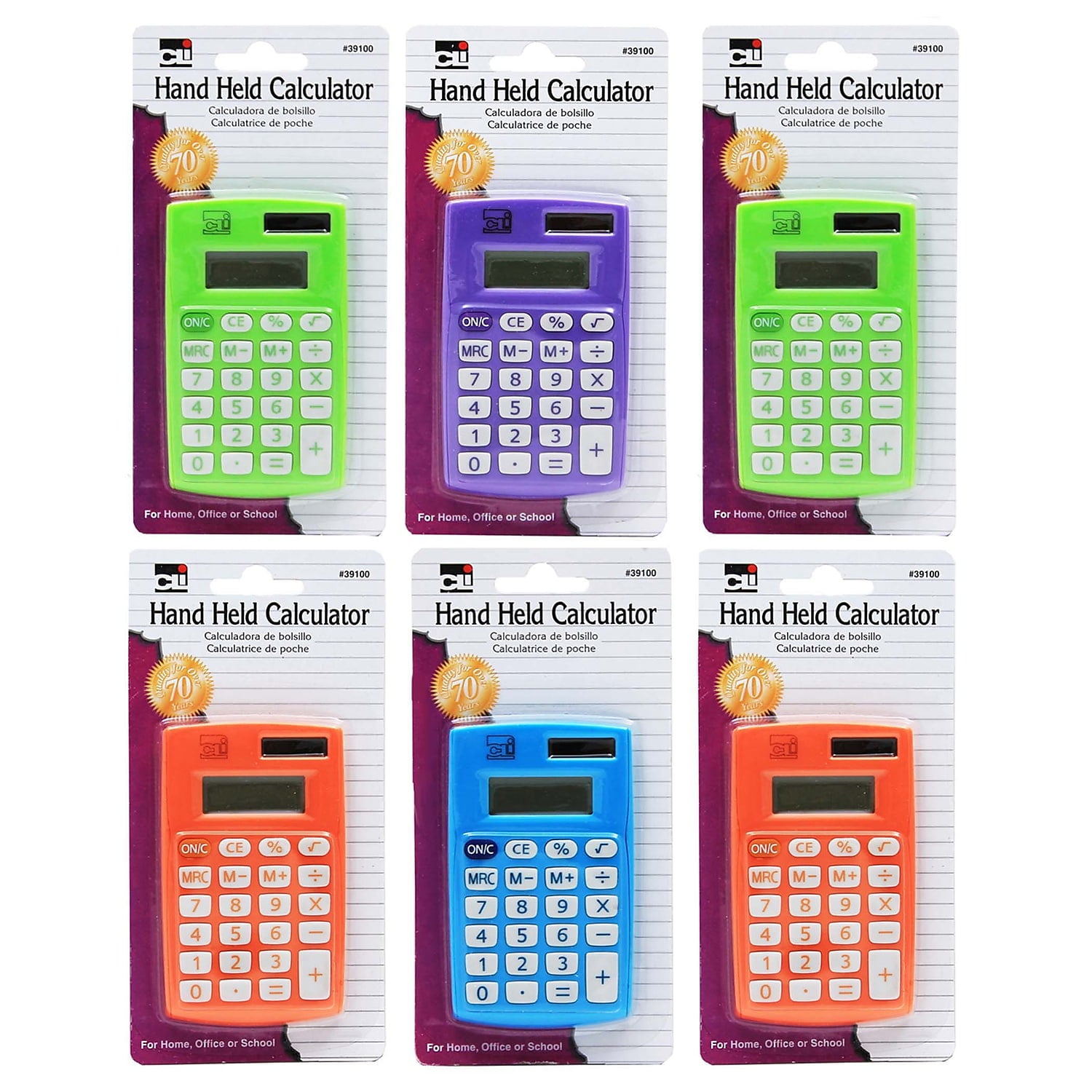 Charles Leonard Primary Calculator Single 8-Digit Display (6 Count)
