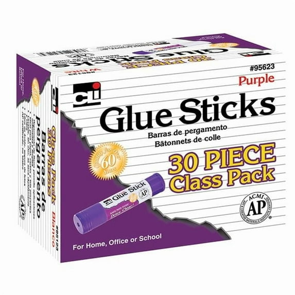 Charles Leonard Purple Glue Sticks - 30 Per Pack - Pack of 2