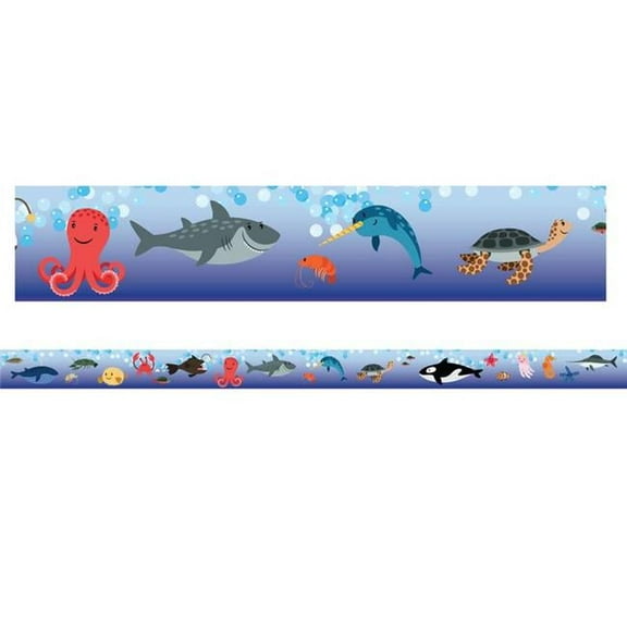 Charles Leonard Sea Life Theme Magnetic Border, Rectangle Cut, 24' per Pack, 2 Packs