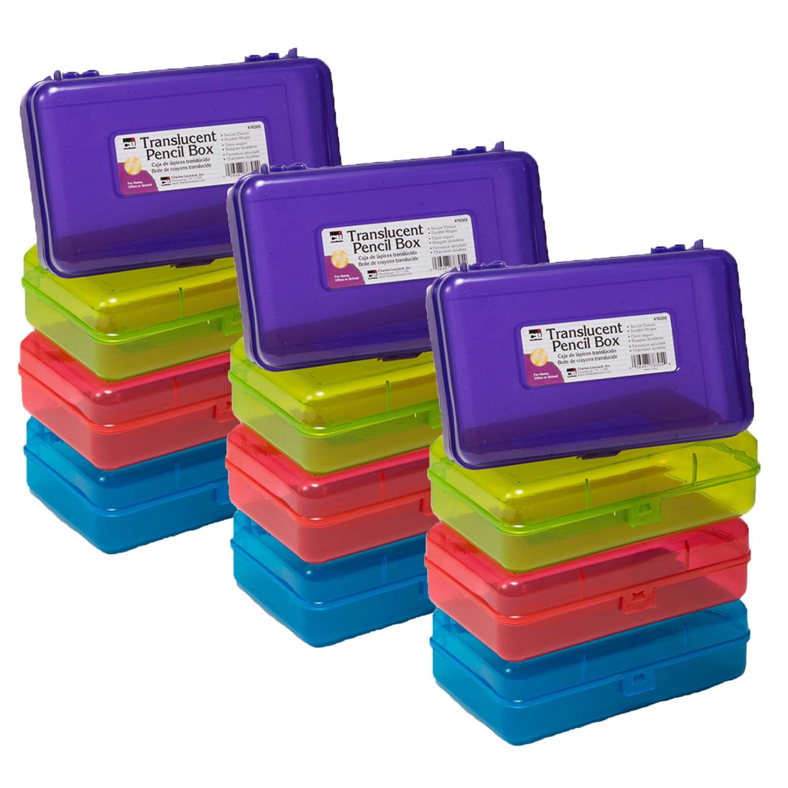 Colorful Glitter Plastic Pencil Boxes, Translucent Pencil Boxes