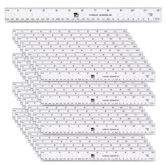 Charles Leonard Translucent Plastic Ruler, 12 Inch, 48 Count