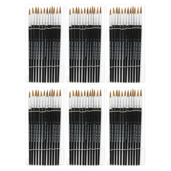 Charles Leonard Water Color Paint Brushes, #7 - 3/4" Camel Hair, Black Handle, 12 Per Set, 6 Sets