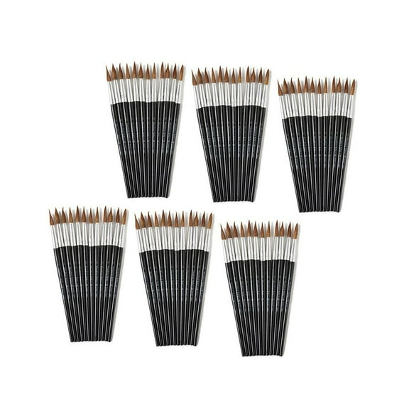 Charles Leonard Water Color Paint Brushes with Round Pointed Tip, # 12, 1.06 Inch, Camel Hair, Black Handle, 12 Per Pack, 6 Packs