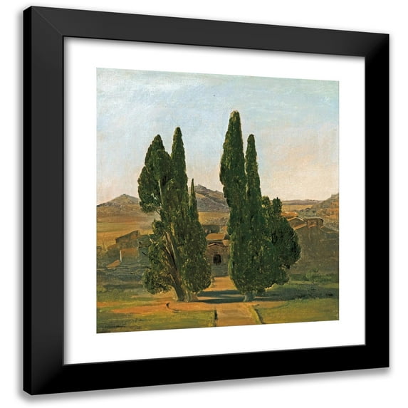 Charles Lock Eastlake 15x16 Black Modern Framed Museum Art Print Titled - Cypress Trees at the Villa D’Este (1817)
