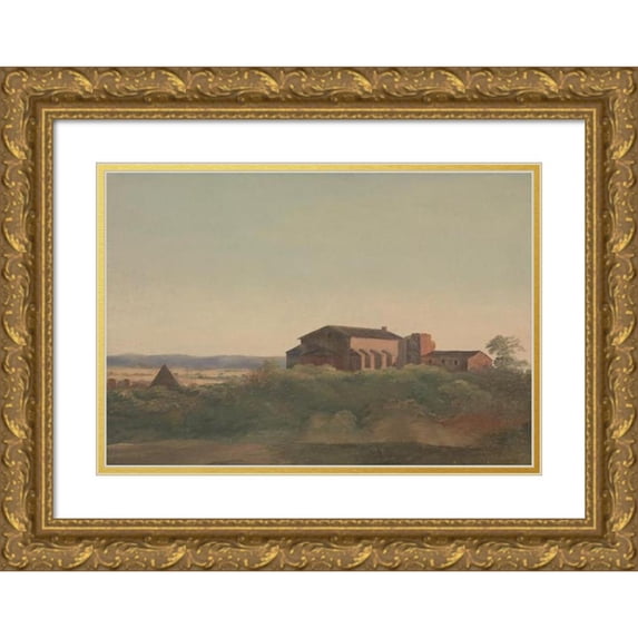 Charles Lock Eastlake 18x14 Gold Ornate Wood Frame and Double Matted Museum Art Print Titled - A View of the Church of S. Sabina and the Pyramid of Cestius, Rome