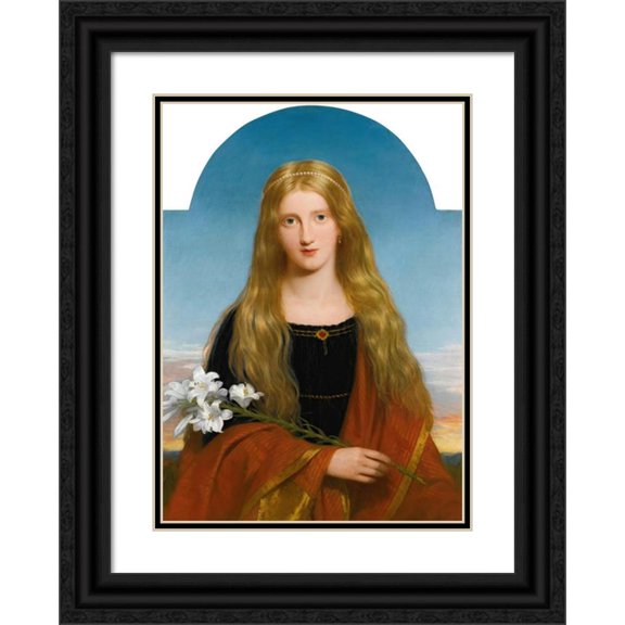 Charles Lock Eastlake 18x24 Black Ornate Framed Double Matted Museum Art Print Titled: The Lily - Portrait of Miss Bury