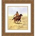thumbnail image 1 of Charles M. Russell 2x Matted 20x24 Gold Ornate Framed Art Print 'Indian Rider', 1 of 2