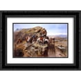 thumbnail image 1 of Charles M. Russell 2x Matted 24x18 Black Ornate Framed Art Print 'Indians on a Bluff Surveying General Miles' Troops', 1 of 2