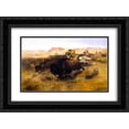 thumbnail image 1 of Charles M. Russell 2x Matted 24x18 Black Ornate Framed Art Print 'The Buffalo Hunt ', 1 of 2