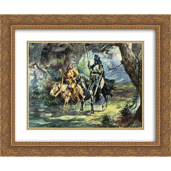 Charles M. Russell 2x Matted 24x20 Gold Ornate Framed Art Print 'Knight and Jester '