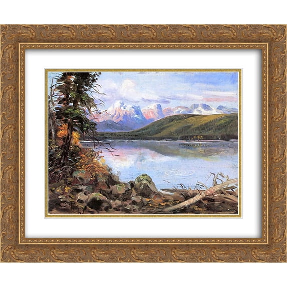 Charles M. Russell 2x Matted 24x20 Gold Ornate Framed Art Print 'Lake McDonald '