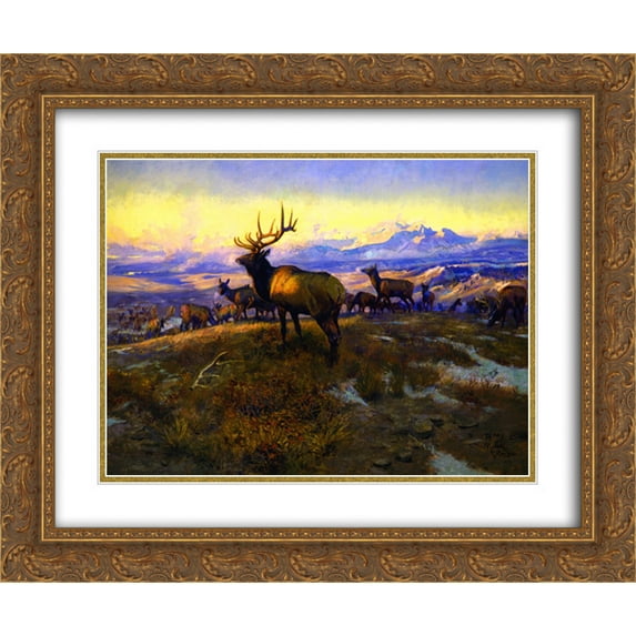 Charles M. Russell 2x Matted 24x20 Gold Ornate Framed Art Print 'The Exalted Ruler '