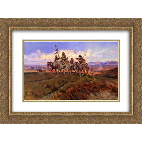 Charles M. Russell 2x Matted 24x20 Gold Ornate Framed Art Print 'The Wolfmen '