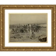 thumbnail image 1 of Charles Marion Russell 18x14 Gold Ornate Wood Frame and Double Matted Museum Art Print Titled - Lewis and Clark Meeting the Mandans (Lewis and Clark Expedition) (1897), 1 of 4