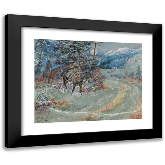 Charles Marion Russell 18x15 Black Modern Framed Museum Art Print Titled - An Unscheduled Stop (1926)