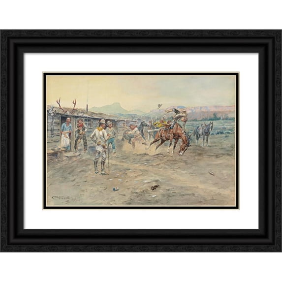 Charles Marion Russell 24x18 Black Ornate Framed Double Matted Museum Art Print Titled: The Tenderfoot (1900)