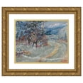 thumbnail image 1 of Charles Marion Russell 24x20 Gold Ornate Framed and Double Matted Museum Art Print Titled - An Unscheduled Stop (1926), 1 of 4
