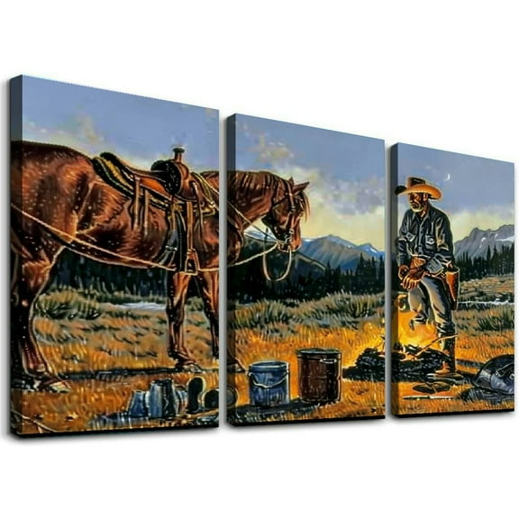 Charles Marion Russell Canvas Wall Art Western Landscape Painting Living Room Canvas Painting Wall Art for Bedroom Living Room Decor