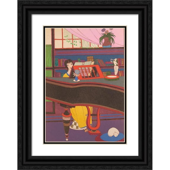 Charles Martin 14x18 Black Ornate Wood Framed Double Matted Museum Art Print Titled - Music (1913)