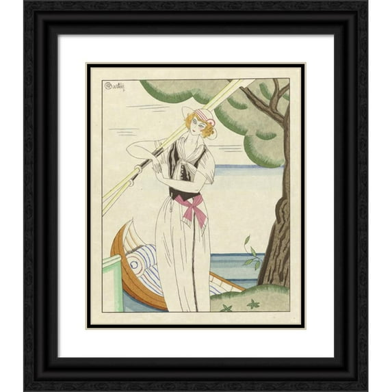 Charles Martin 15x18 Black Ornate Wood Framed Double Matted Museum Art Print Titled - Torquate Lovers (1921)