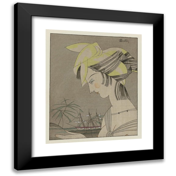 Charles Martin 20x23 Black Modern Framed Museum Art Print Titled - Yellow Madras; Hairstyle for the Evening (1920)
