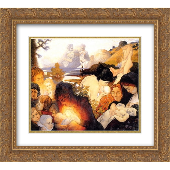 Charles Maurin 2x Matted 24x20 Gold Ornate Framed Art Print 'Maternity'