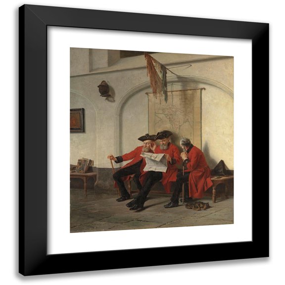 Charles Meer Webb 12x14 Black Modern Framed Museum Art Print Titled - ‘News from the Front’ (1880)