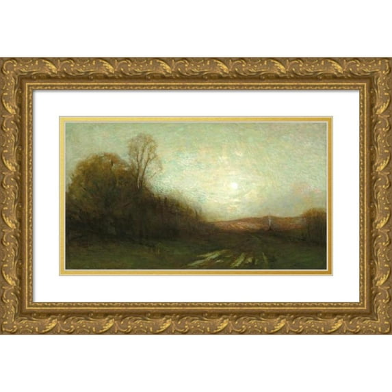 Charles Melville Dewey 18x12 Gold Ornate Wood Frame and Double Matted Museum Art Print Titled - The Close of Day