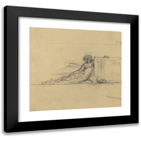 Charles Meryon 16x15 Black Modern Framed Museum Art Print Titled - Seated Female Figure for ‘San Francisco- (Probably C. 1856)