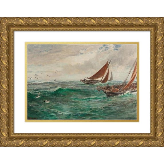 Charles Napier Hemy 24x17 Gold Ornate Framed and Double Matted Museum Art Print Titled - In the Track of the Trawlers (1896)