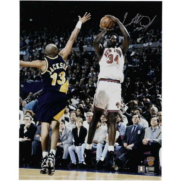 Charles Oakley New York Knicks Autographed 16" x 20" Shooting vs. Indiana Pacers Photograph - Fanatics Authentic Certified