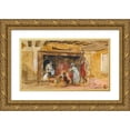 thumbnail image 1 of Charles-Olivier de Penne 18x12 Gold Ornate Wood Frame and Double Matted Museum Art Print Titled - Soldiers Warming by a Fire, 1 of 4