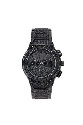 Big Bling Hip Hop Watch Inspired by Name Brand - Mens Iced Look Metal Black Timepiece - ST10311 Blk Metal